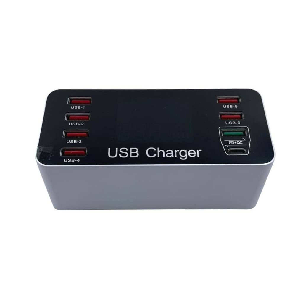 Cargador De Pared 40W 8 Puertos USB-A Con Qc3.0