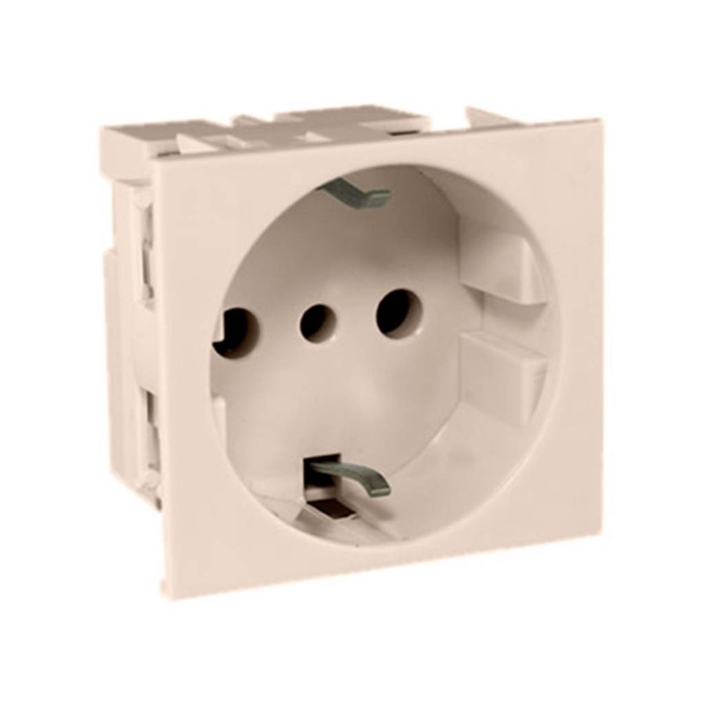 Ficha Eléctrica Schuko 6A Beige