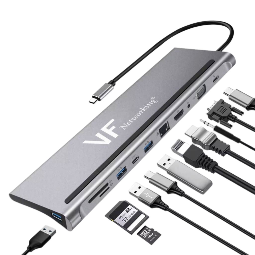 Hub USB-C 11 Puertos USB-C Y USB 3.0 Con WD Red, HDMI Y SD, 100W