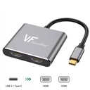Adaptador USB-C Macho A Doble HDMI Hembra 4k@60hz