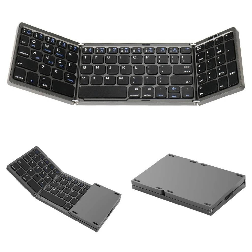Teclado Plegable Bluetooth Para Telefono Ipad Gris