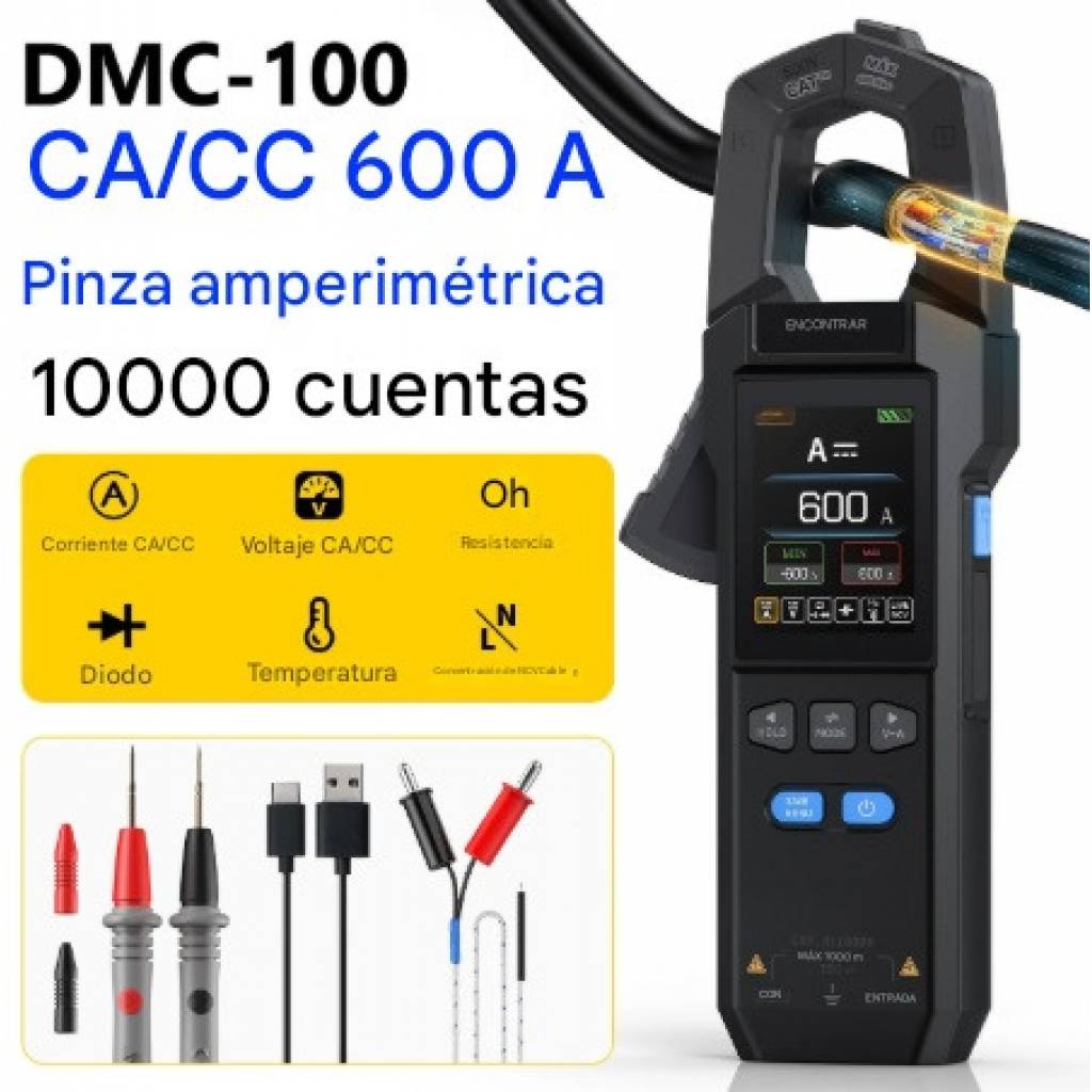 Medidor De Pinza Digital AC/DC 750V 600A
