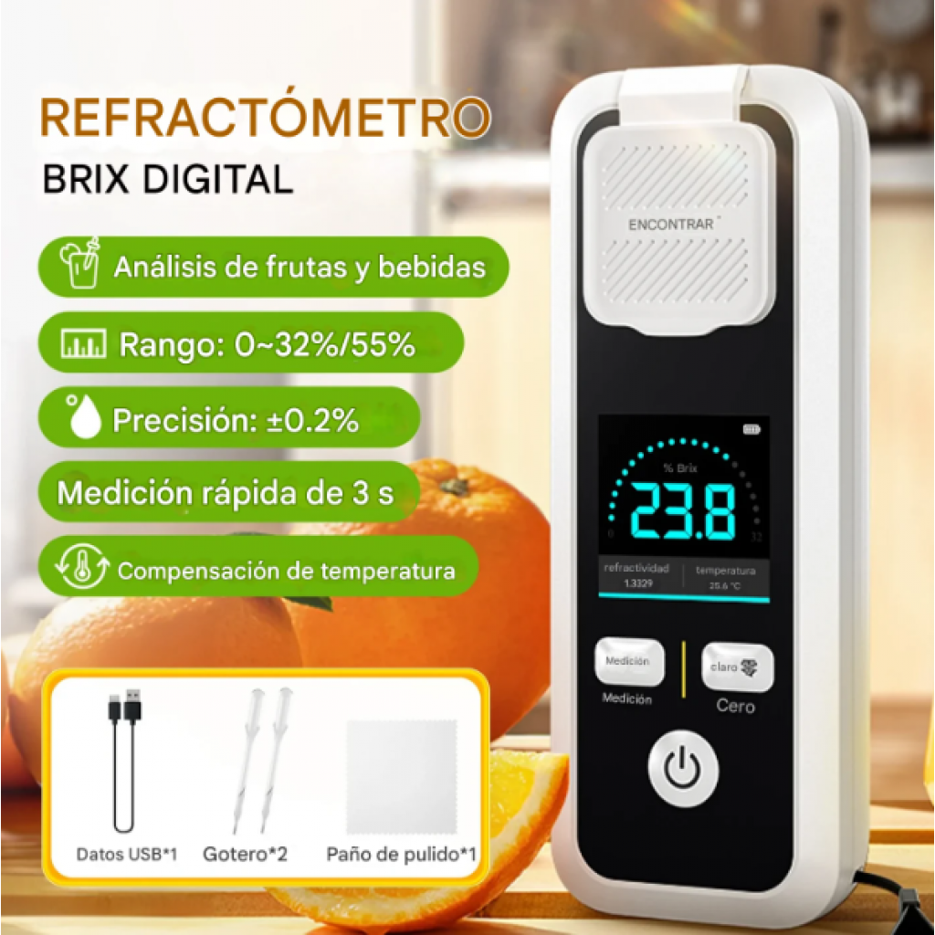 Refractómetro Digital De Brix 0.32%