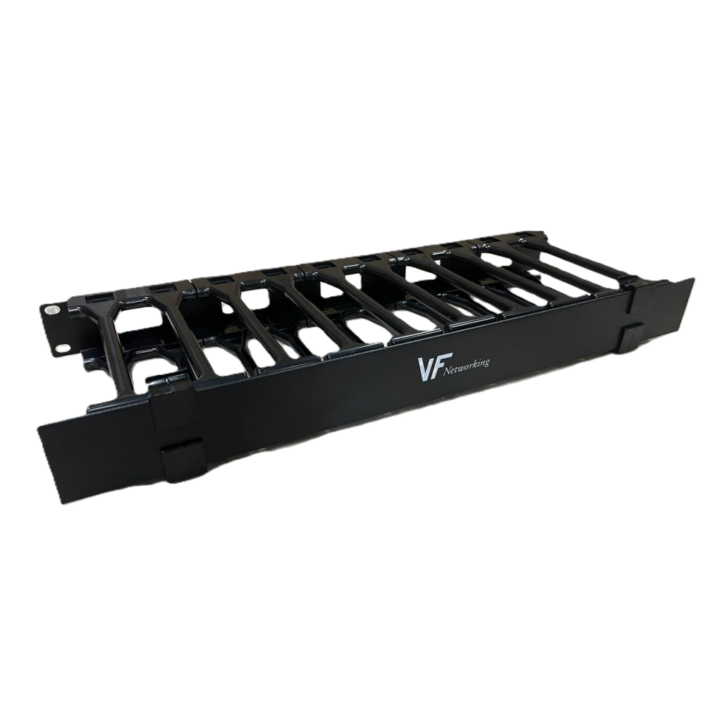 Organizador De Cables Vertical 1U Con Tapa Metal Negro