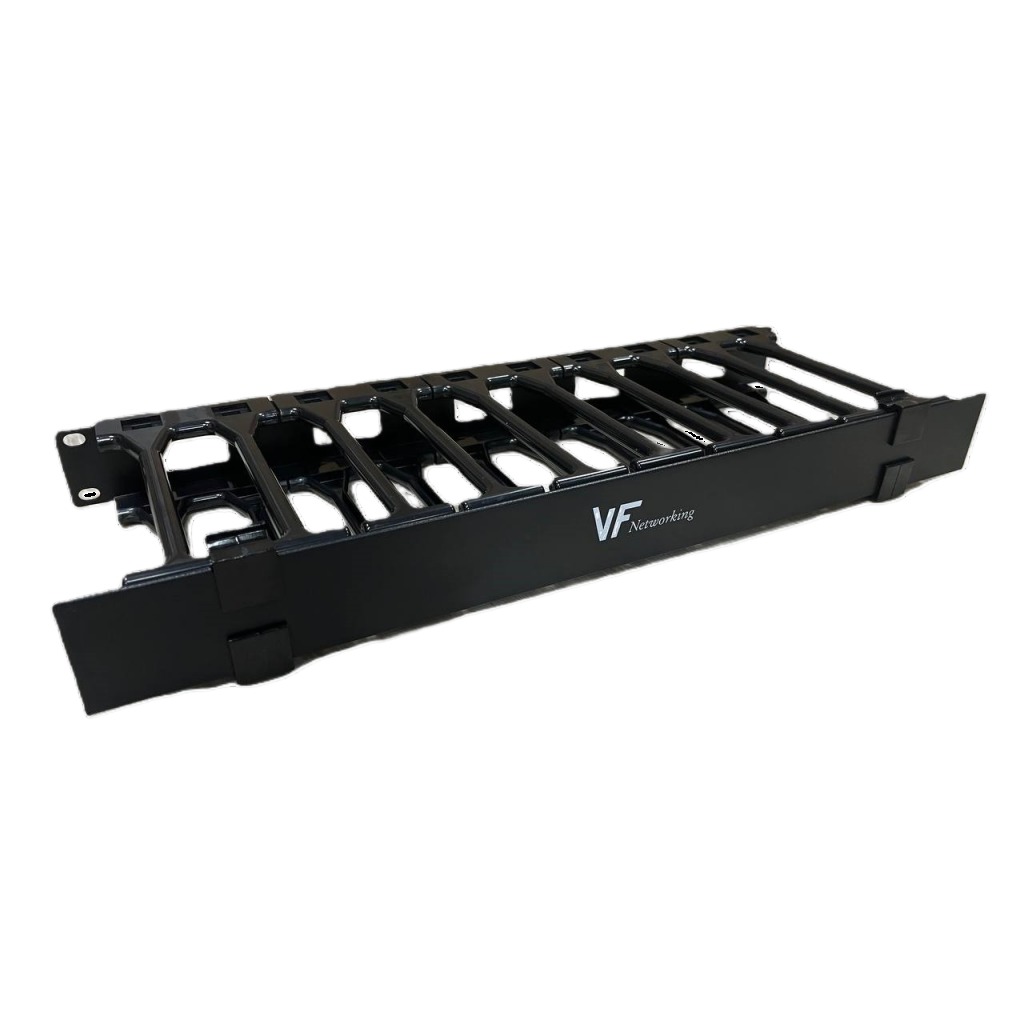 Organizador De Cables Vertical 1U Con Tapa Metal Negro