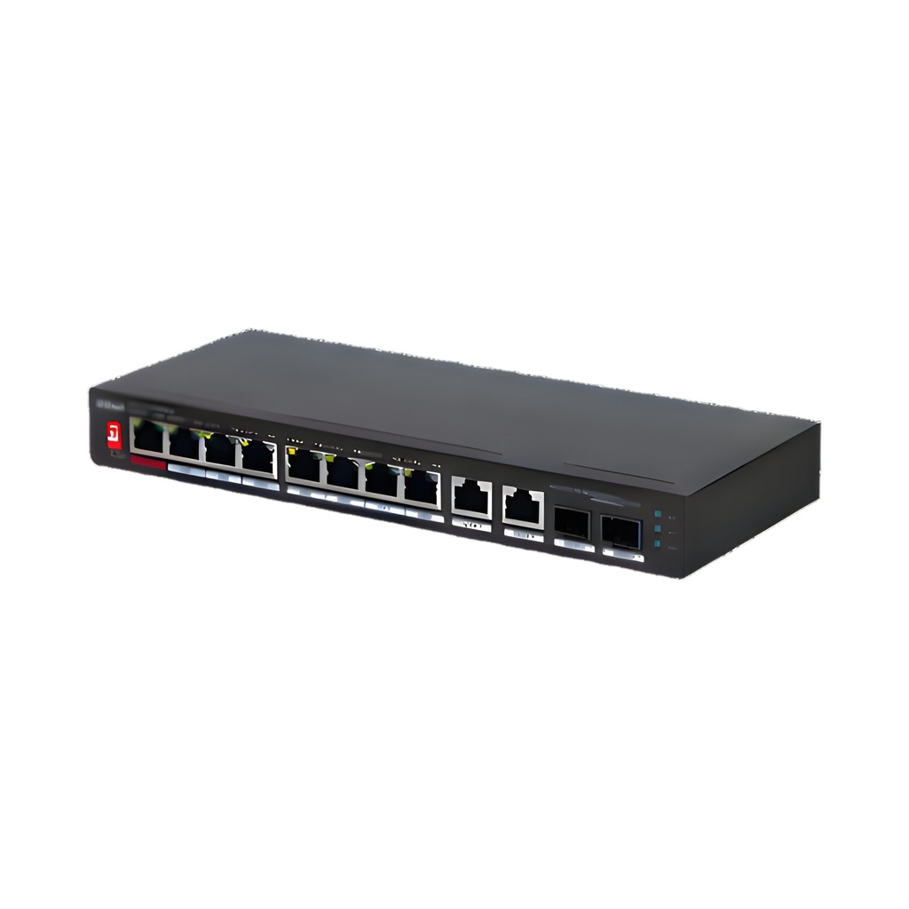 Switch No Administrable 8 Puertos 10/100mb 2 Uplinks 10/100/1000mb PoE 96W