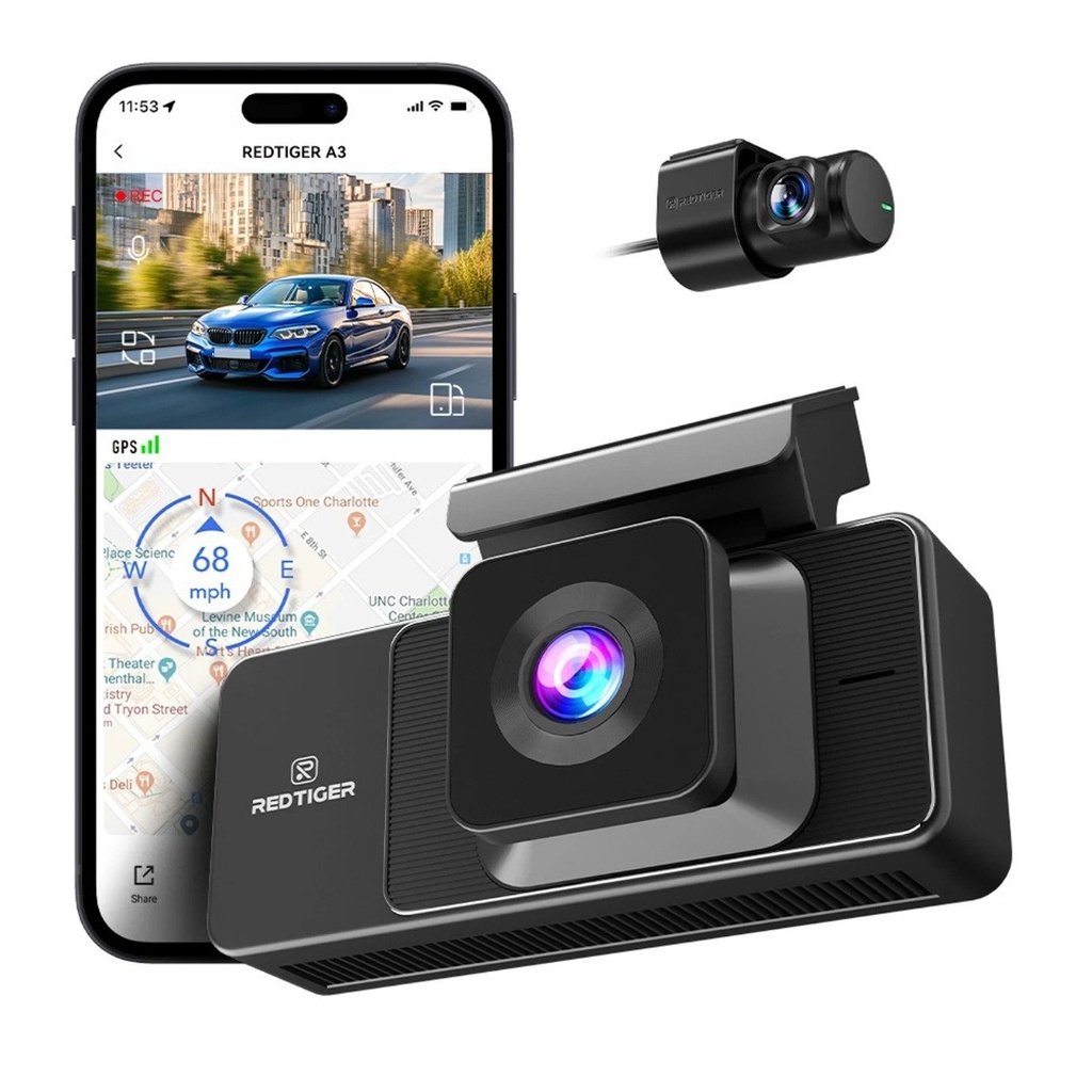 Cámara Dashcam 3 Canales 2.5K Vehicular WiFi
