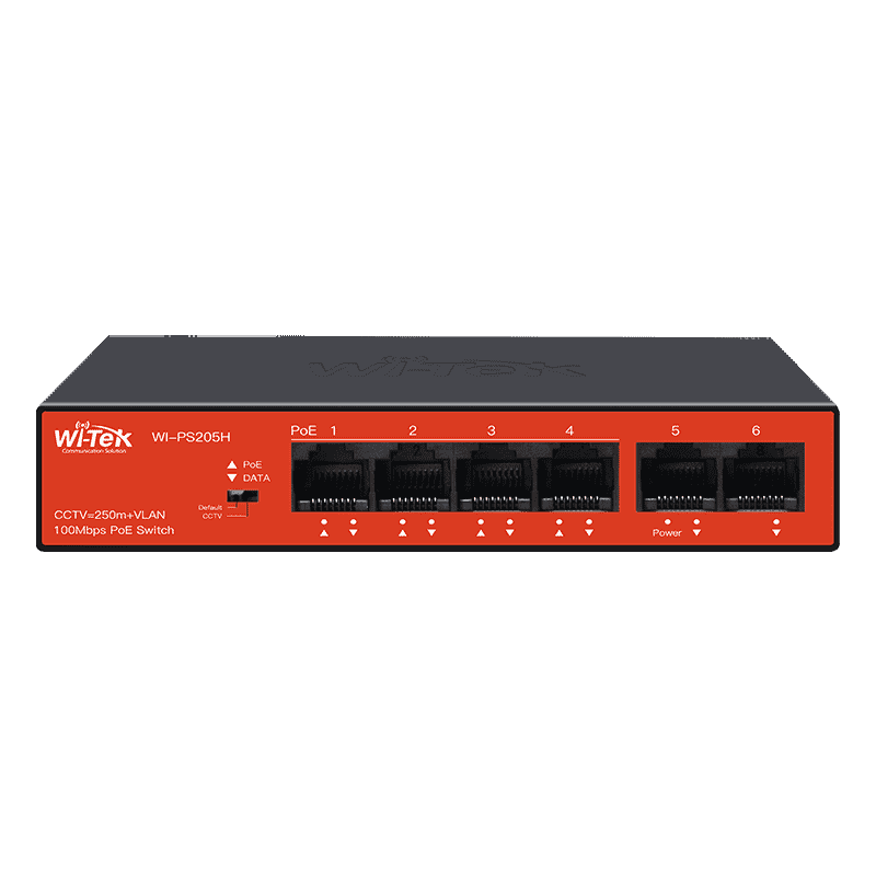 Switch No Administrable 4 Puertos 10/100Mbps 2 Uplinks Con PoE 60W