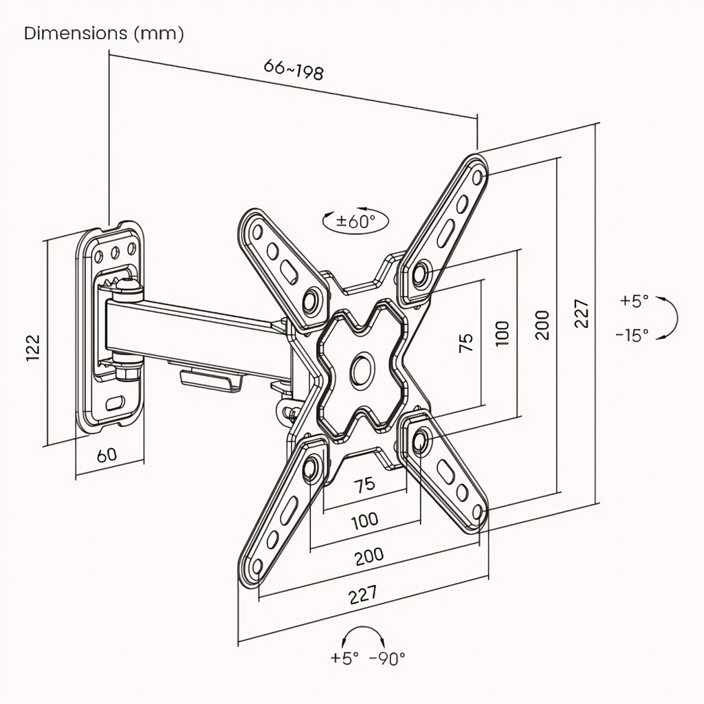 Soporte de pared Brateck Full-Motion para TV hasta 43''