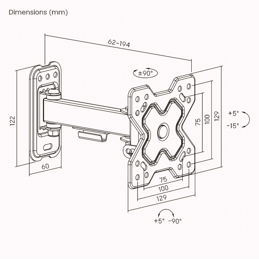 Soporte de pared Brateck Full-Motion para TV hasta 32''
