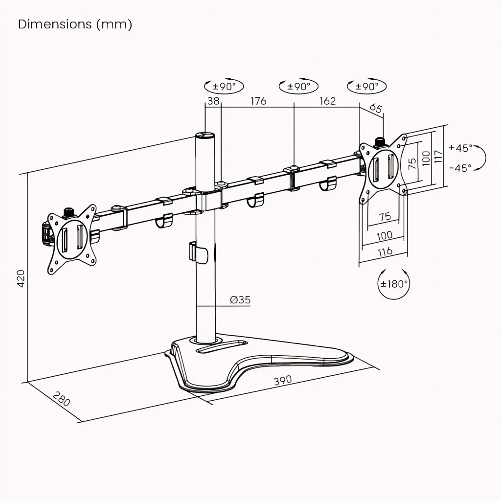 Soporte de escritorio Brateck para dos monitores 17"-32"
