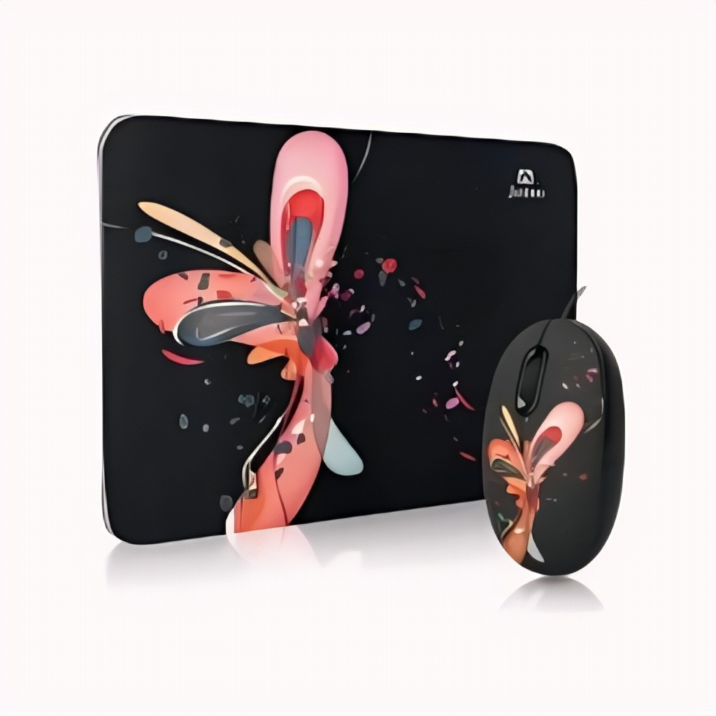 Combo Mouse + Mouse Pad JETION JT-DMS046 | Diseño Mariposa Negro