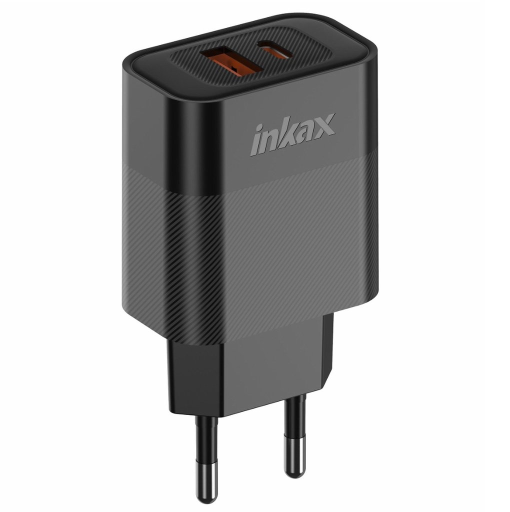 [Y43] Cargador Inkax USB-A+C 20W+18W negro