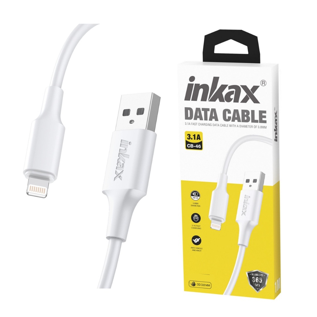 [CB-46] Cable Inkax Lightning 3.1A blanco 2M