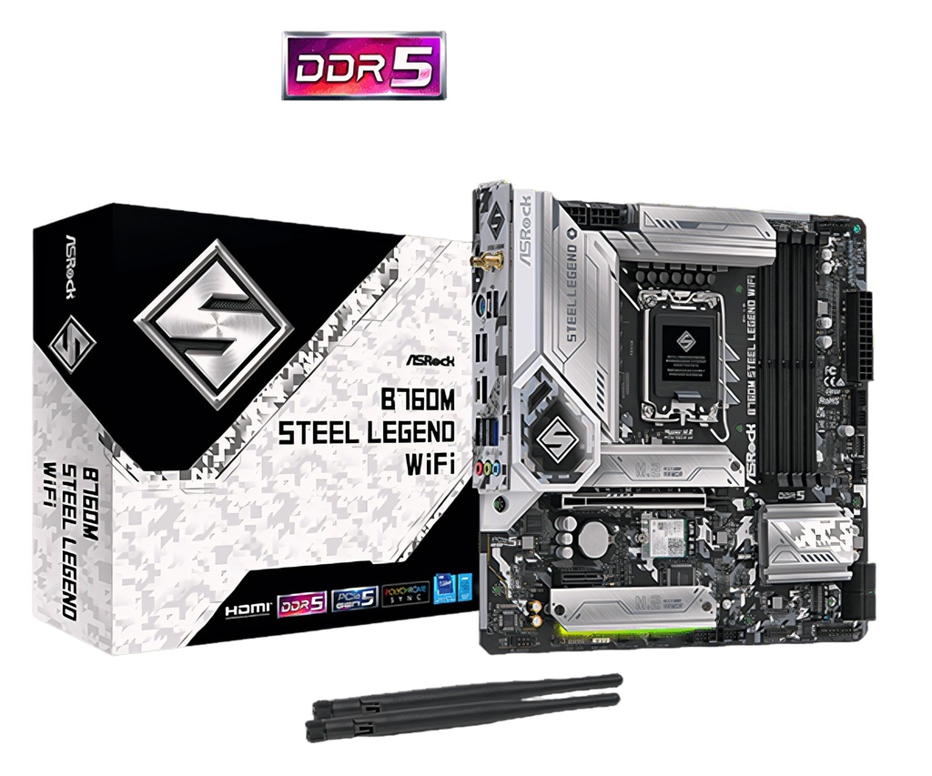 Motherboard Intel B760m Lga1700 Ddr5 Pcie 5.0 Compatible WiFi 6 Micro Atx