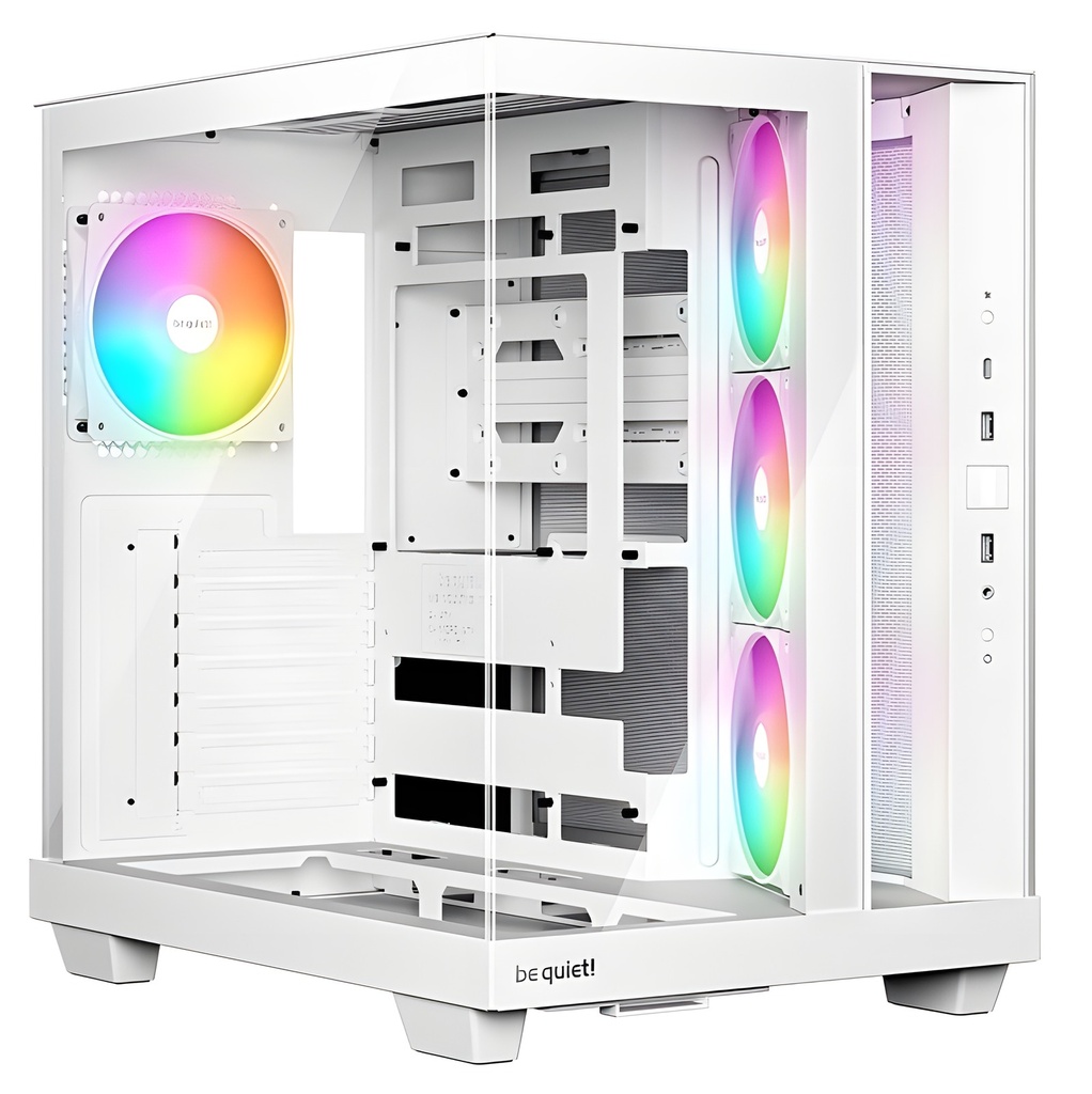 Gabinete Atx Mid-Tower Blanco Panel De Vidrio 4 Ventiladores