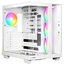 Gabinete Atx Mid-Tower Blanco Panel De Vidrio 4 Ventiladores