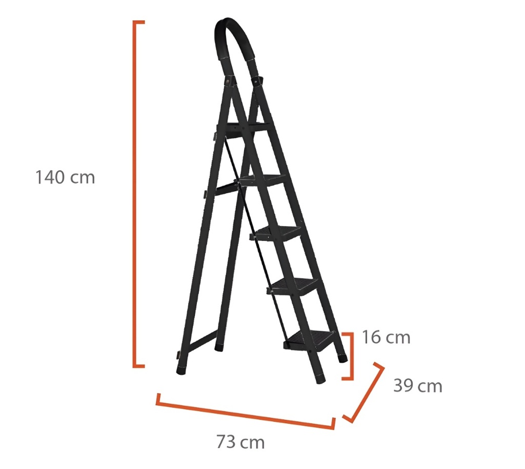 [ZGS-7185NE] Escalera 5 escalones negra