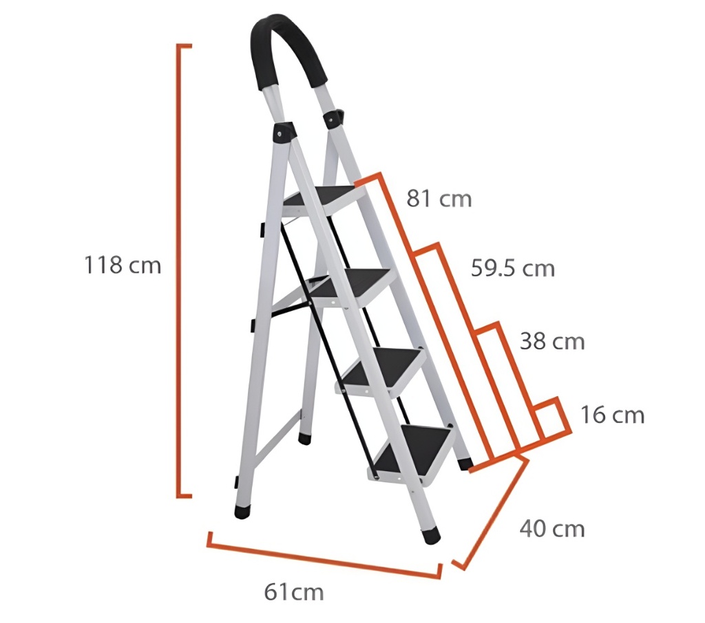 [ZGS-7184NEBL] Escalera 4 escalones negra / blanca