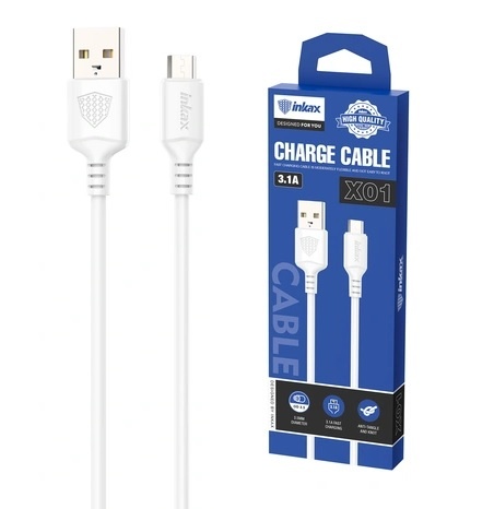 [X01] Cable Inkax Micro USB 3.1a 1m blanco