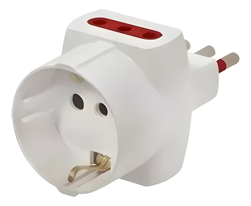 Ficha Eléctrica Schuko 2 Entradas Y 1 Salida Blanco
