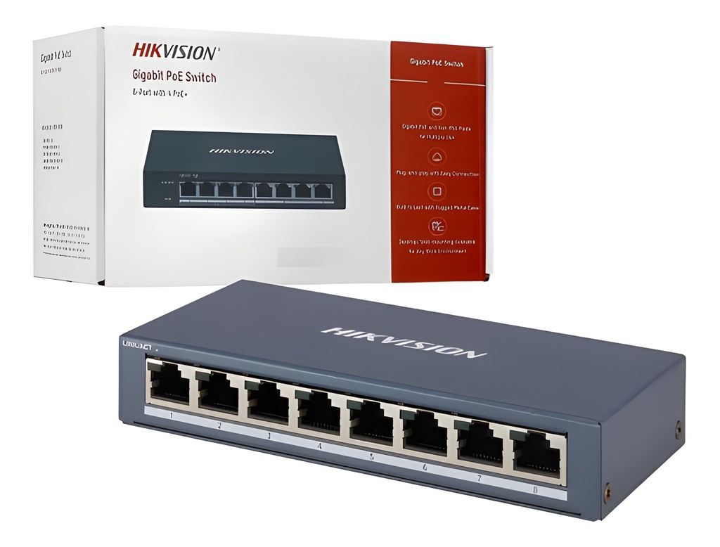 Switch No Administrable 8 Puertos Gigabit 4 Uplinks PoE+ 60W