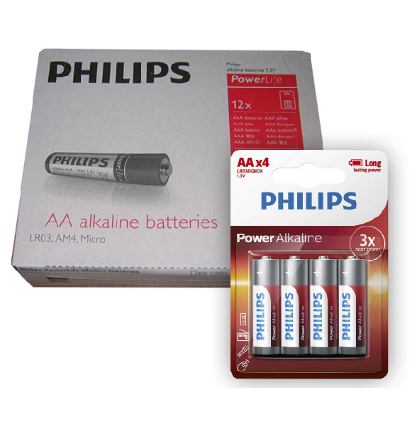 [LR6P4B/97] Pack de 12 blister de Pilas alcalinas Philips AA X 4 unidades