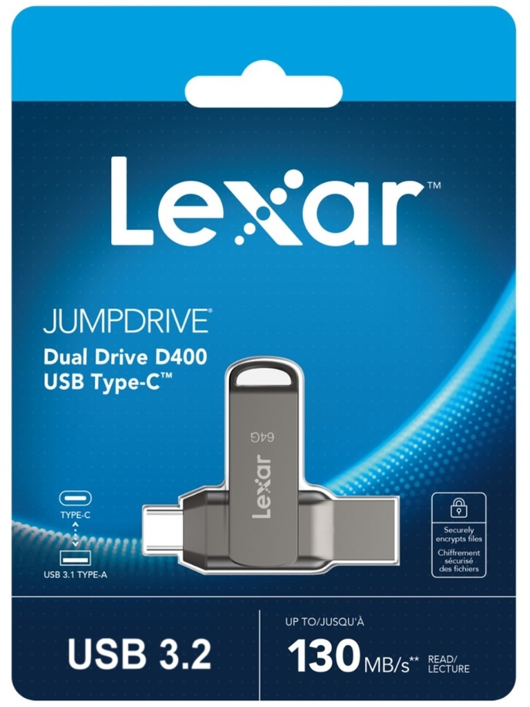 [Dual Drive D400] Pendrive Lexar 64GB JumpDrive Dual Drive D400 USB 3.2
