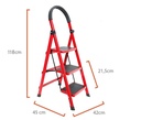 Escalera Tijera 3 Escalones Roja Con Base Antideslizante