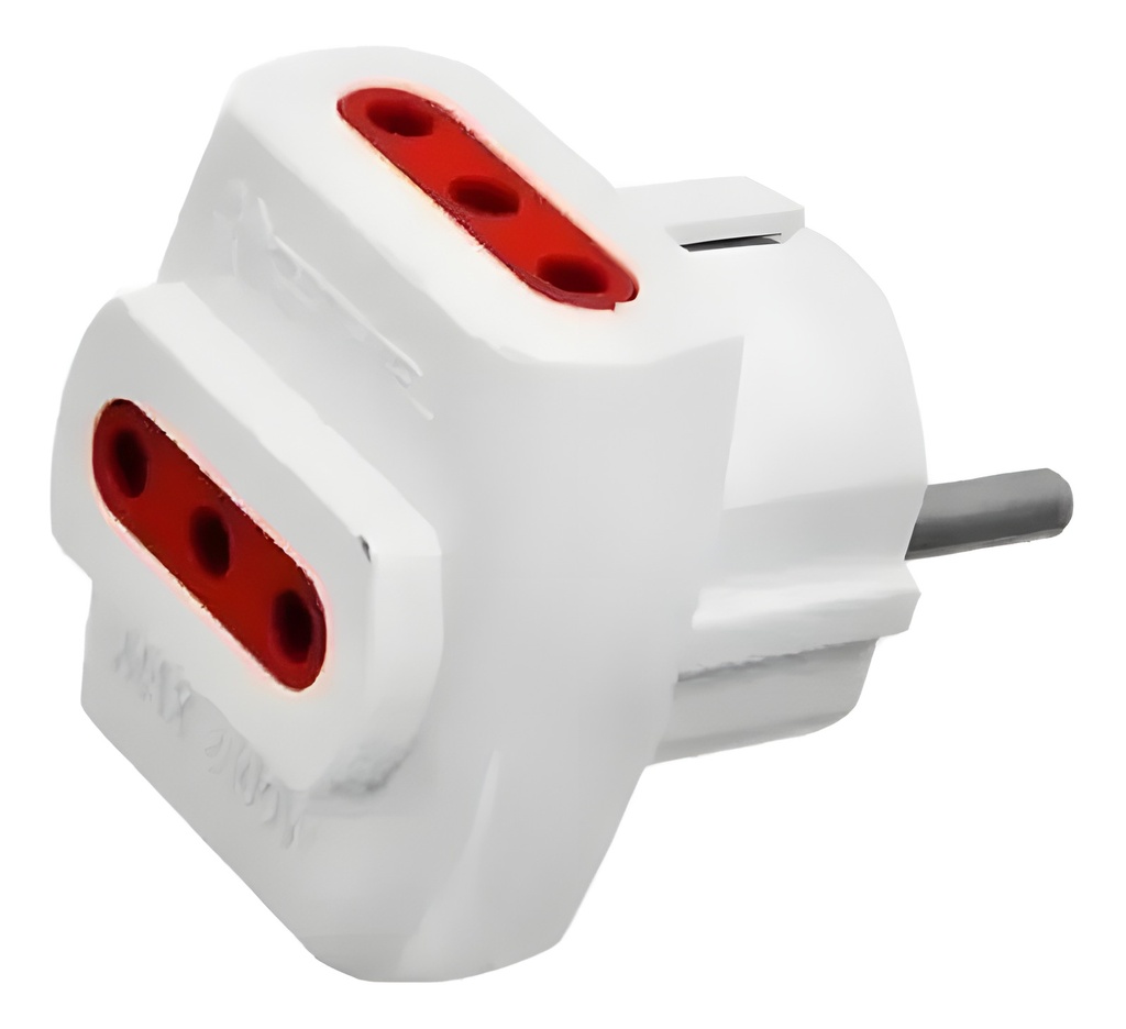 Adaptador De Corriente 3x3l A Schuko Blanco