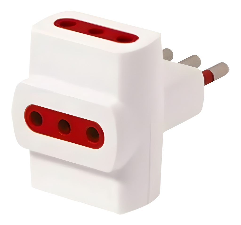 Adaptador De Corriente Ficha Eléctrica A Tierra 3A Blanco
