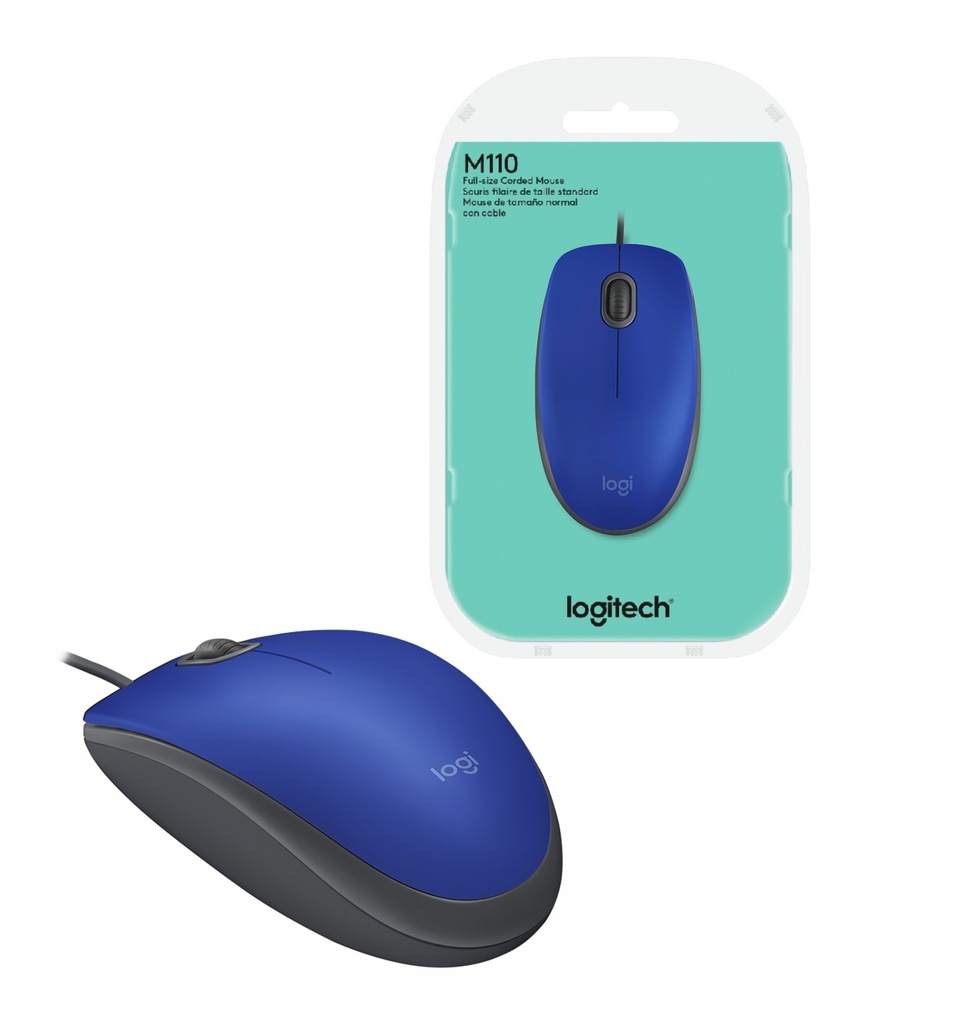 Mouse Logitech M110 silent óptico usb azul
