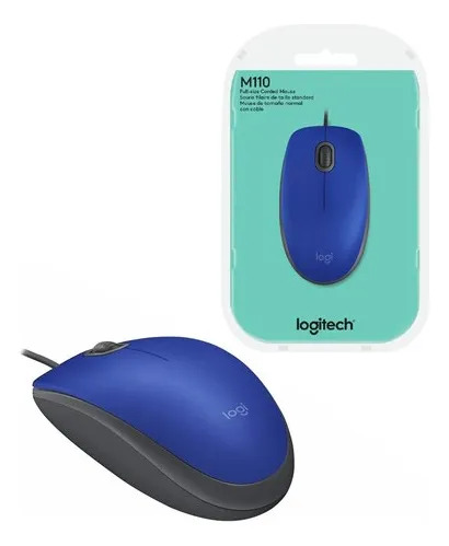 Ratón Cableado M110 Silent Óptico Azul