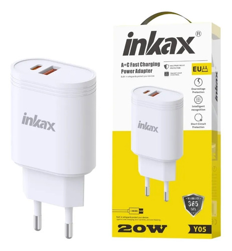 Cargador De Pared 20W USB-C + USB-A Inkax