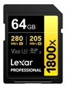 Tarjeta SD 64GB Clase 10 U3 V60 Uhs-Ii Gold Lexar Pro 1800X