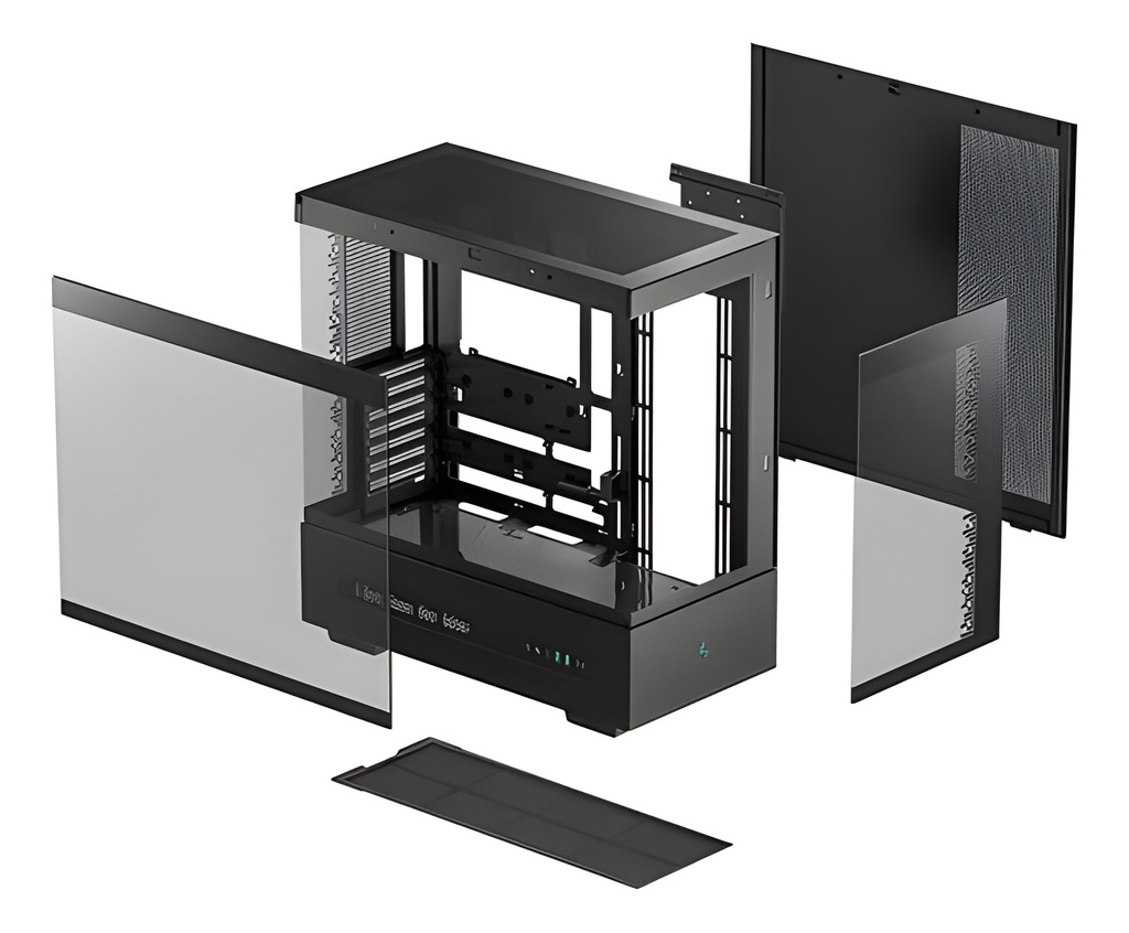 Gabinete Mid-Tower Atx Negro Con Pantalla Digital Para CPU, GPU Y Fuente