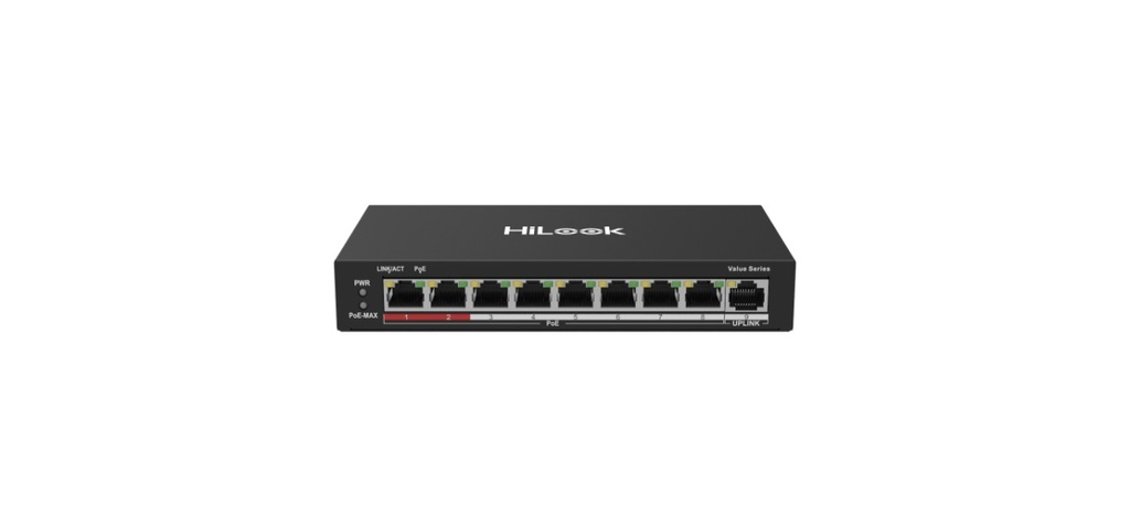 Switch PoE 8 Puertos + 1 Uplink 48V 60W Hilook