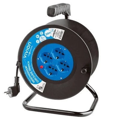 [719035] Alargue carrete 30 metros 4xSchuko a ficha Schuko Conatel