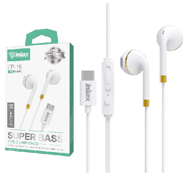 [EP-16] Auriculares Inkax USB tipo-C blancos