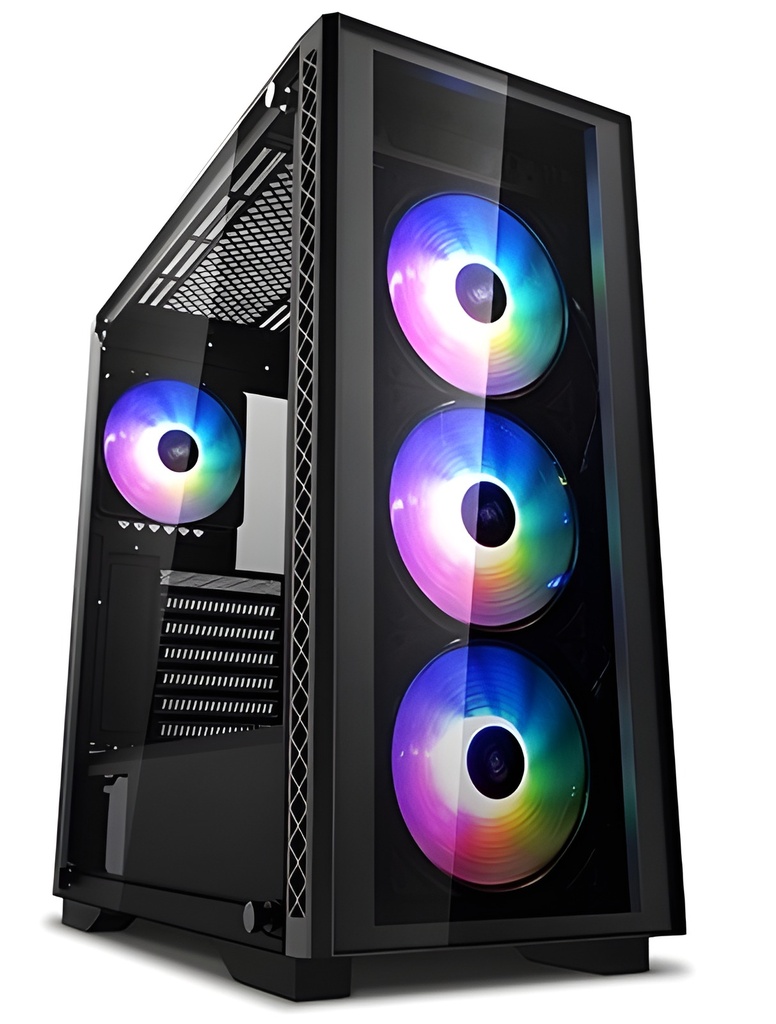 Gabinete Mid-Tower E-Atx Negro Con Vidrio Templado Y 4 Ventiladores Argb Matrexx 50 Add-Rgb 4F