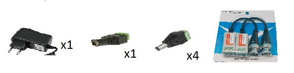 KIT DE BALUNES FUENTE 1 AMP Y CONECTORES PARA 4 CAMARAS HD