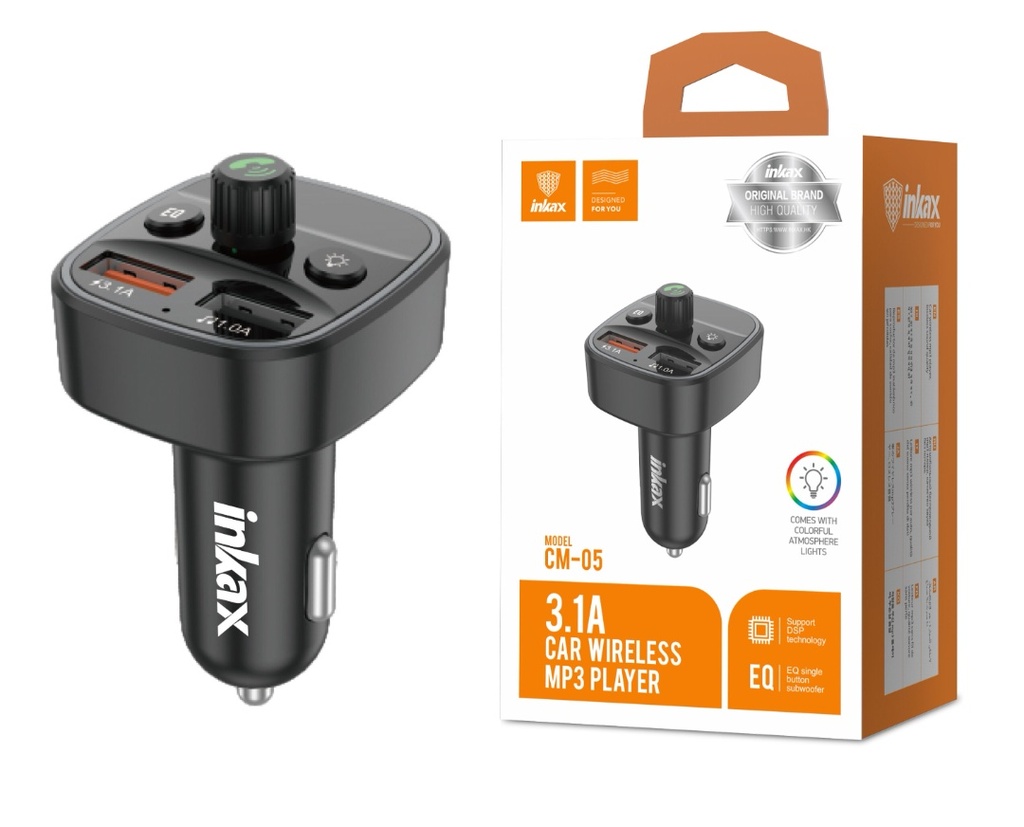 Cargador De Pared Negro 2x USB-A Con Bluetooth 5.0 Y Radio Fm