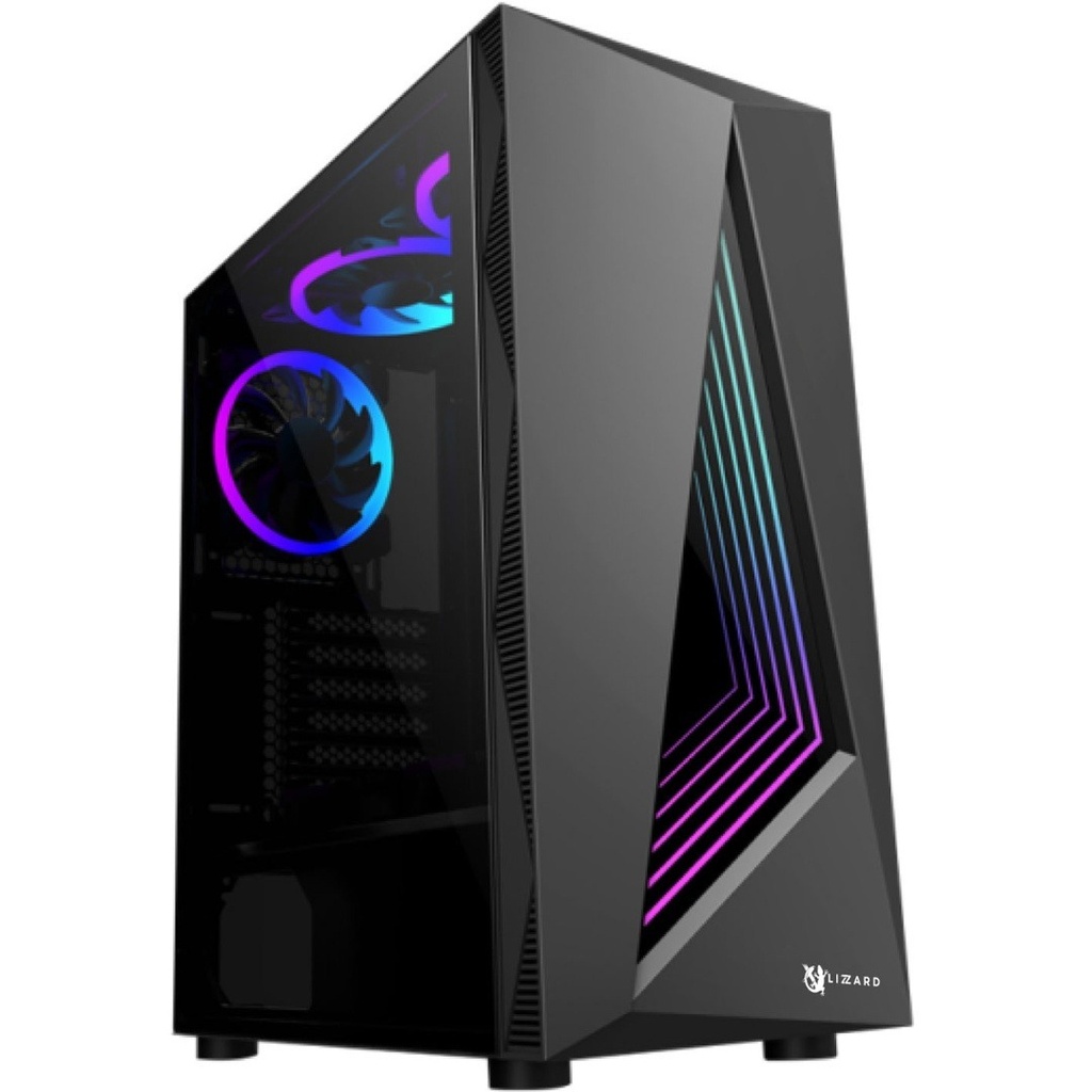 Gabinete Atx Mid-Tower Negro Con Vidrio Templado Y 3 Ventiladores Rgb