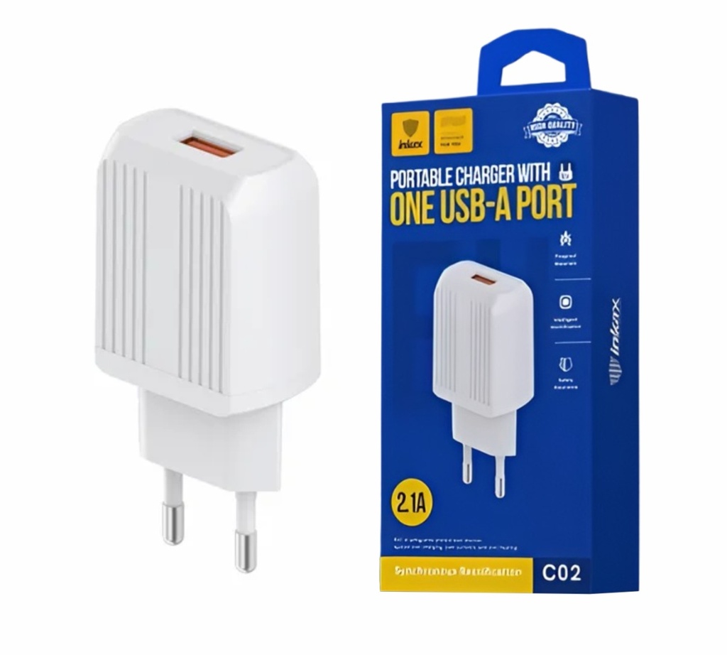 Cargador Inkax USB-A 2.1a blanco