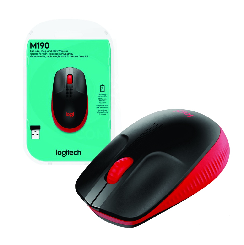 Mouse Logitech M190 inalámbrico rojo