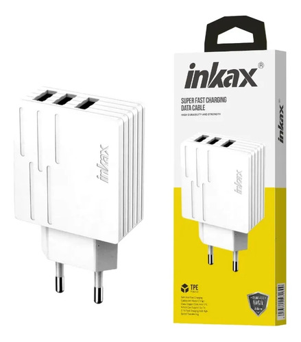 Cargador Inkax 3xUSB-A 28W 2.1A blanco