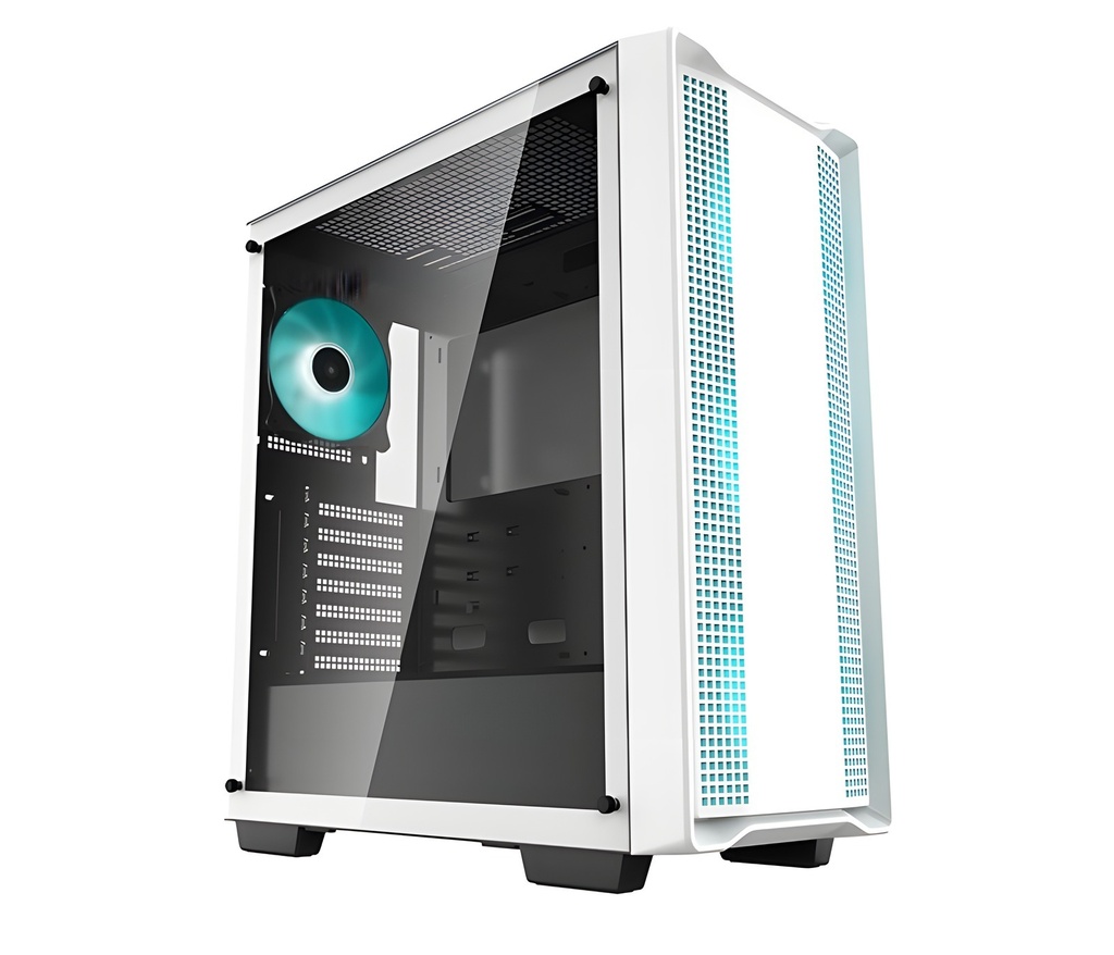 Gabinete Atx Mid-Tower Blanco Vidrio Templado 4 Ventiladores USB 3.0