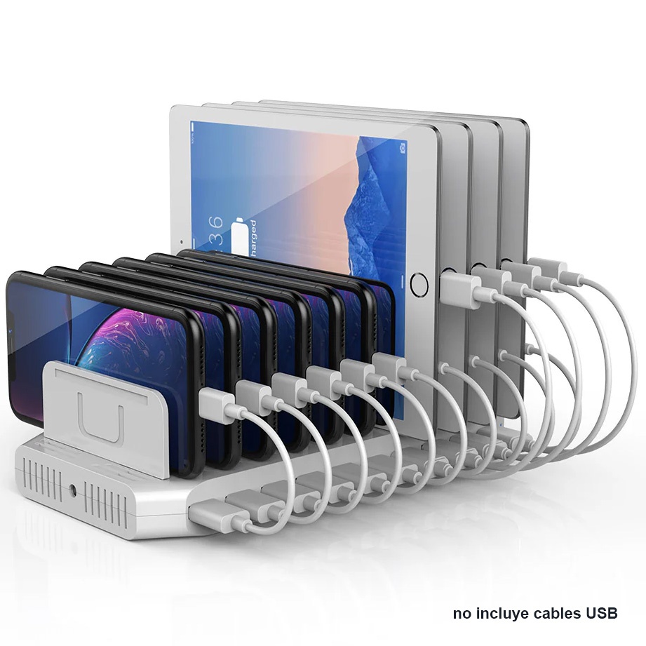 Estación de carga USB Unitek 10 puertos QC 3.0 96W