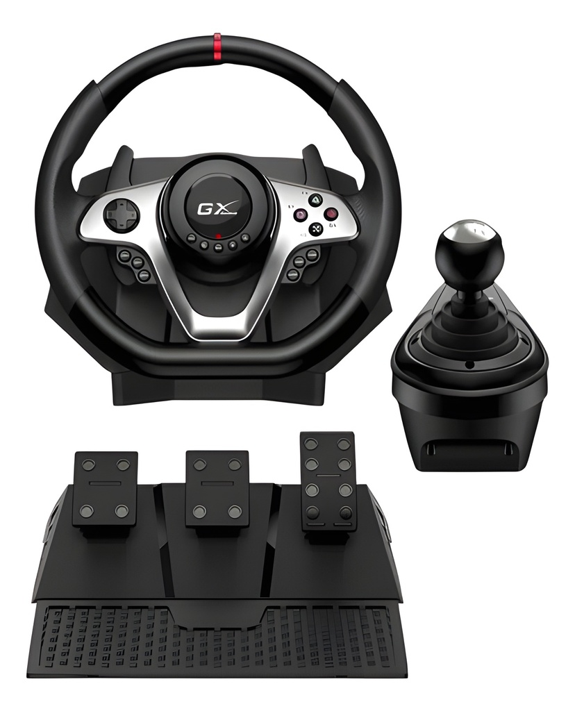 Volante De Juegos Con Vibración Doble Motor Y Pedales Para Conducción