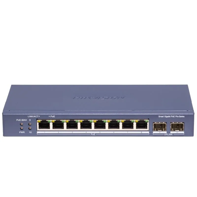 Switch No Administrable 8 Puertos Gigabit 2 Uplinks Fibra Óptica PoE 120W